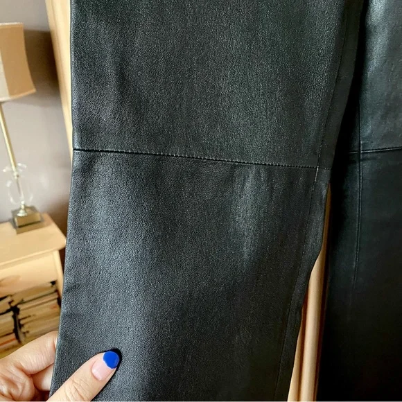 Zara limited edition sheep leather kick flare pants black - Picture 9 of 16